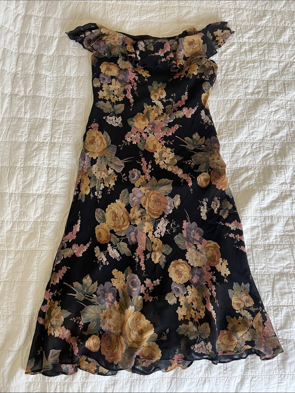 Ralph Lauren Women’s 💯 silk dress autumn floral size 6